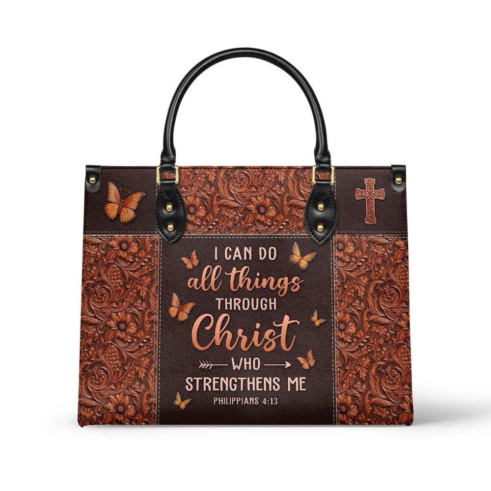 3584 Premium Top-Grain Leather HandBag Medium Size Believe - Philippians